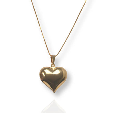 Gold Puffed Heart Necklace
